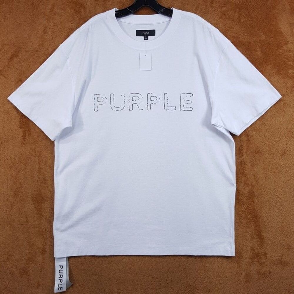 PURPLE BRAND Shirt Mens XL White Pullover Crew Textured Logo Tee T-Shirt $150
